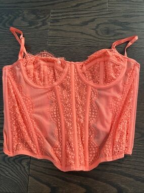 Urban Outfitters Coral Lace Bustier Corset